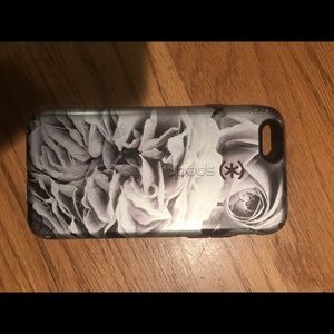 Gray and pink flower printed speck phone case: 6s